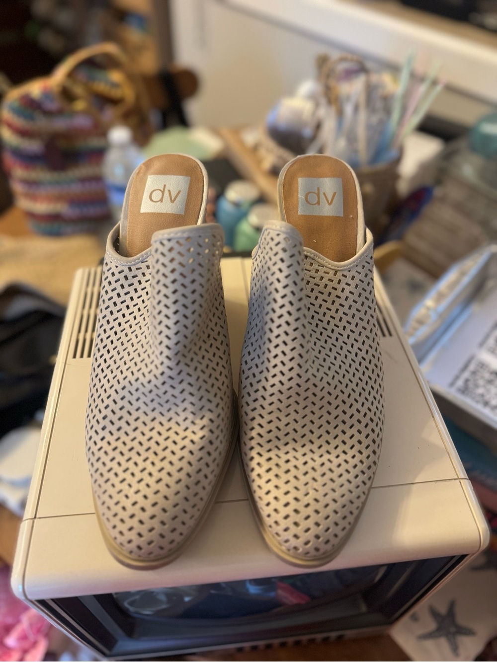 DV by Dolce Vita Cream Perforated Slip-On Mules